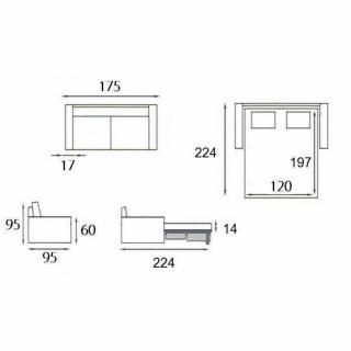 Canapé convertible EXPRESS  PREMIUM 120 cm sommier lattes RENATONISI matelas BULTEX