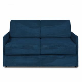 Canapé lit express COLOSSE 140 cm matelas 22 cm à mémoire de forme velours côtelé bleu