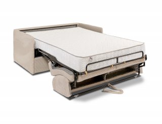 Canapé lit express COLOSSE 140 cm matelas 22 cm à mémoire de forme velours Côtelé beige