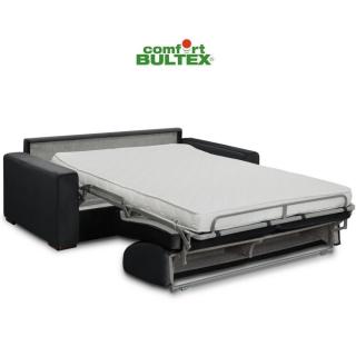 Canapé convertible express VOLOUTO matelas 140cm comfort BULTEX® 16cm sommier lattes RENATONISI velours gris graphite