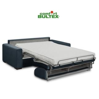 Canapé convertible express VOLOUTO matelas 140cm comfort BULTEX® 16cm sommier lattes RENATONISI tissu velours gris