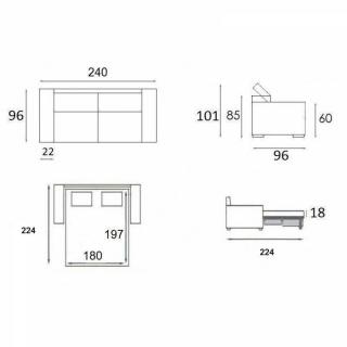 Canapé lit 4-5 places IMOLA XXL convertible EXPRESS couchage 180 cm matelas 18cm sommier lattes