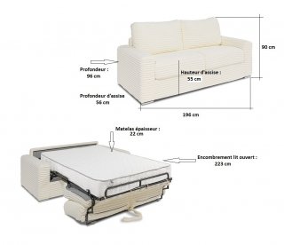 Canapé convertible EXPRESS SEVILLE couchage 140 cm matelas 22 cm