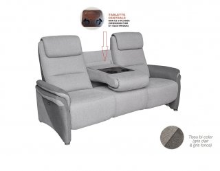 Canapé fixe 3 places ZILIA microfibre tissu gris clair / gris foncé