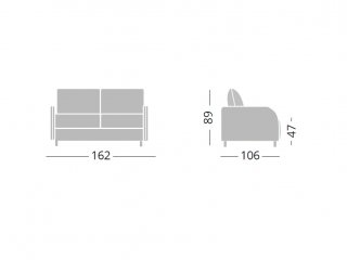 Canapé fixe CARMINE 2 places tissu pieds Liberty acier brun