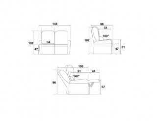 Canapé relax électrique 2 places ZILIA microfibre mastic / brun taupé