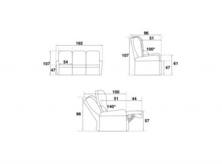 Canapé relax 3 places électrique ZILIA microfibre mastic / brun taupé