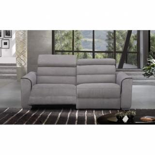CONFORT LOFT canapé 3 places relax électrique avec système zéro wall cuir vachette bicolore gris graphite et silex
