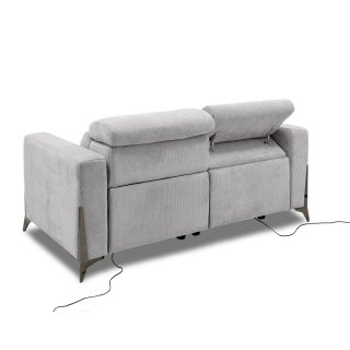 Canapé 2 places maxi relax électrique BOULOGNE avec système zéro wall microfibre gris clair