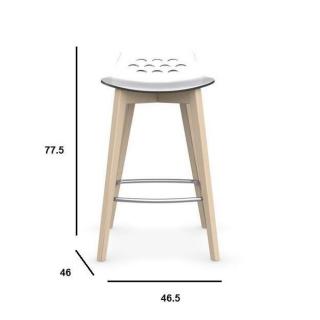 Tabouret de bar JAM W  nougat brillant avec piétement en bois naturel