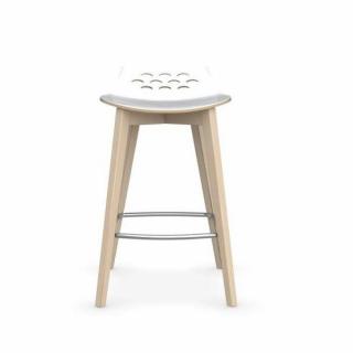 Tabouret de bar JAM W  nougat brillant avec piétement en bois naturel