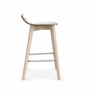 Tabouret de bar JAM W  nougat brillant avec piétement en bois naturel