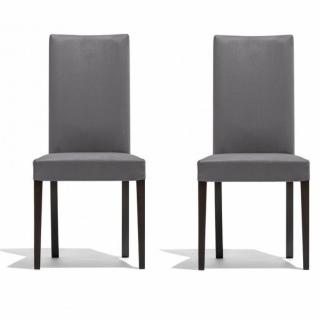 Lot de 2 Chaises COPENHAGEN structure bois assise tapissé tissu aspect cuir