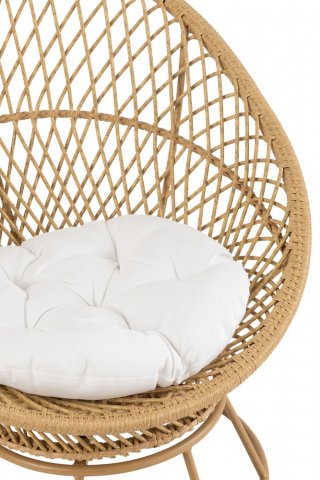 Chaise avec Coussin ROSO  en Métal et  Roseau / Beige