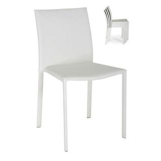 Lot de 4 chaises empilables CHICAGO blanches façon cuir