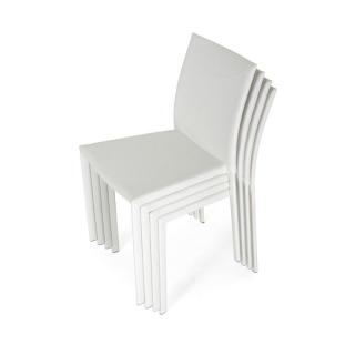 Lot de 4 chaises empilables CHICAGO blanches façon cuir