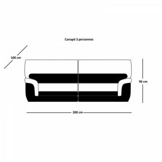 CLOÉ canapé cuir vachette 3 places. Bicolore noir et blanc cassé.
