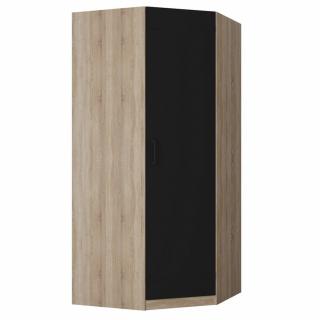 Armoire d'angle dressing KEY  chêne 1 porte noir mat 100 x 100 cm