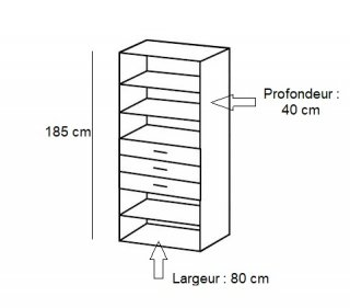 Colonne de rangement LUND 3 tiroirs blanc mat 80 x 40 cm profondeur