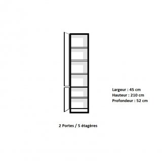 Colonne rangement 2 portes gauches ARLITEC largeur 45 cm profondeur 52 cm 