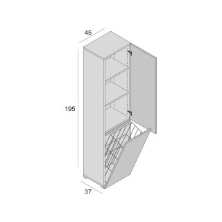 Colonne de rangement LOKO blanc 2 portes 2 étagères panier à linge