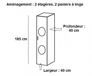 Colonne de rangement linge LUND 1 porte blanc mat largeur 40 x 40 cm profondeur