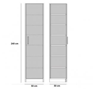 Armoire de rangement lingère 1 porte 50*50 cm hauteur 240 cm