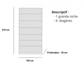 Colonne bibliothèque 6 étagères largeur 100 cm finition chêne naturel