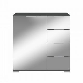 Commode ENSSE 4 tiroirs 1 porte graphite et miroir