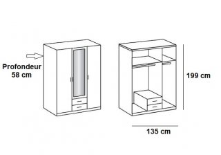 Composition d'angle rangement dressing DORVAL blanc 216 x 260 cm