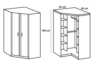 Composition d'angle rangement dressing DORVAL blanc 216 x 260 cm