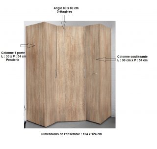 Composition d'angle rangement LUND chêne naturel