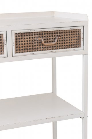 Console AKIBE 2 tiroirs 2 tablettes Blanc