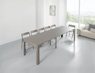 Table console extensible Design ODYSSE avec rallonges intégrées Gris Taupe/Structure Gris taupe Largeur 90cm 