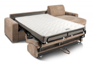 Canapé d'angle EXPRESS DREAMER sommier lattes 140 cm matelas 16 cm velours côtelé caramel