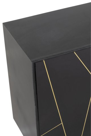 Dressoir design PIKA 160 cm couleur noir et or 4 portes 