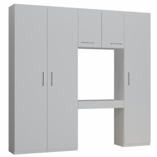 Ensemble de rangement pont table bureau tiroir blanc mat largeur 250 cm