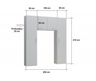 Ensemble de rangement pont 2 portes taupe mat largeur 250 cm