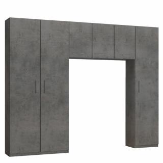 Ensemble de rangement pont 3 portes gris béton largeur 280 cm