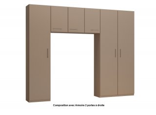 Ensemble de rangement pont 3 portes taupe mat largeur 280 cm