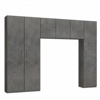 Ensemble de rangement pont 3 portes gris béton largeur 300 cm