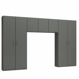 Ensemble de rangement pont 3 portes gris graphite mat largeur 350 cm