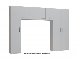 Ensemble de rangement pont 4 portes blanc mat largeur 320 cm