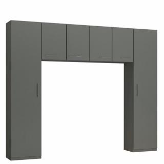 Ensemble de rangement pont 4 portes gris graphite mat largeur 270 cm