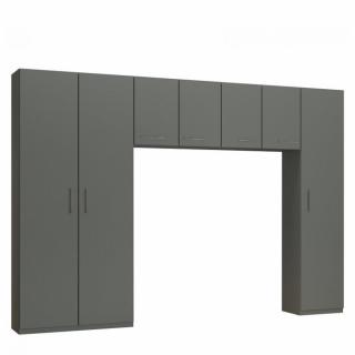 Ensemble de rangement pont 4 portes gris graphite mat largeur 320 cm