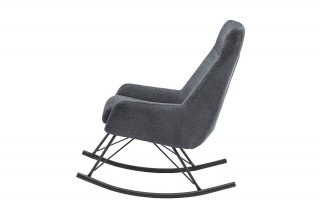 Fauteuil relax à bascule ADRIAN assise confortable pied métal noir tissu anthracite