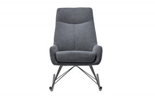 Fauteuil relax à bascule ADRIAN assise confortable pied métal noir tissu anthracite