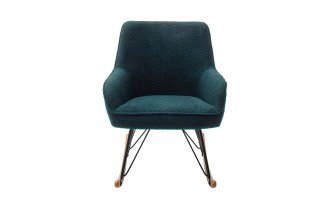 Fauteuil relax à bascule SIRIUS assise confortable pied métal noir patin chêne tissu vert