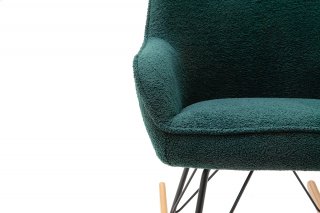 Fauteuil relax à bascule SIRIUS assise confortable pied métal noir patin chêne tissu vert