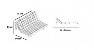 Fauteuil convertible futon ROOTS pin naturel coloris gris clair couchage 90 x 200 cm.